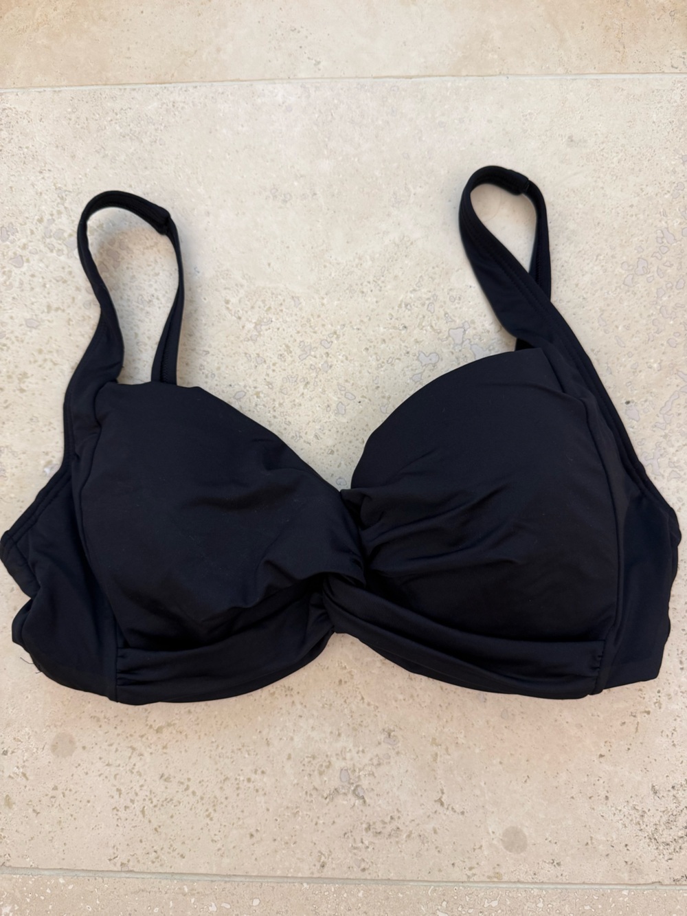 Lands' End Black Bikini Swim Top with Supportive Cups